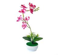 Orchidea Phalaenopsis artificiale a 7 teste in vaso per decorazione di interni con densità floreale bilanciata e base verde dall'aspetto naturale (gradiente magenta)