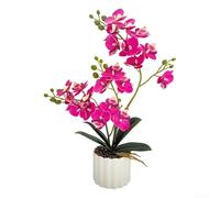 Orchidea Phalaenopsis artificiale per decorazione di interni in casa, ufficio o spazi per eventi, con petali dall'aspetto naturale e struttura in plastica robusta (D)