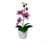 Orchidea Phalaenopsis artificiale realistica, bonsai in vaso, per decorazione di interni, per soggiorno, camera da letto, ufficio e sala da pranzo (viola macchiato)