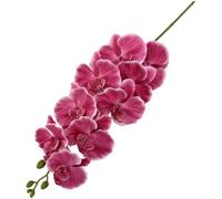 Orchidea Phalaenopsis in seta artificiale con 9 petali opachi dettagliati per torta nuziale, casa, camino, caminetto, espositore (rosso rosa)