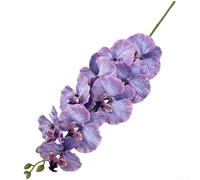 Orchidea Phalaenopsis in seta artificiale con 9 petali opachi dettagliati per torta nuziale, casa, camino, caminetto, esposizione (blu viola)