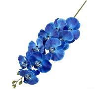 Orchidea Phalaenopsis in seta artificiale con 9 petali opachi dettagliati per torta nuziale, casa, caminetto, caminetto, espositore (blu zaffiro)