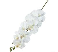 Orchidea Phalaenopsis in seta artificiale con 9 petali opachi dettagliati per torta nuziale, casa, camino, caminetto, esposizione (bianco latte)