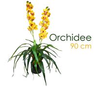 Orchidea Pianta Artificiale con Vaso 90 cm Giallo Decovego