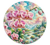 Orchidea - Puzzle a cerchio rotondo, per adulti e bambini, motivo floreale, creativo, impossibile, difficile, impegnativo, 1000 pezzi (67,5 x 67,5 cm)