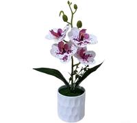 Orchidea stampata in 3D basata su botanica Phalaenopsis per accenti realistici interni senza requisiti ambientali o manutenzione continua (cuore viola bianco)