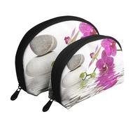 Orchidea viola, Borsa per trucco a conchiglia Portamonete da donna Borsa da toilette piccola Borsa per cosmetici 2 pezzi