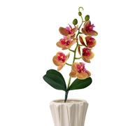 Orchidee artificiali, stelo floreale sintetico da 35 cm, decorazione con inserto per vaso Phalaenopsis a 3 foglie, fiori finti decorativi per interni ed esterni, casa, camera da , bagno