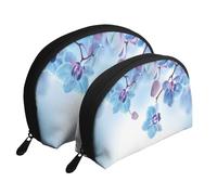 Orchidee Fiori Naturali, Borsa per trucco a conchiglia Portamonete da donna Borsa da toilette piccola Borsa per cosmetici 2 pezzi