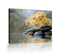 Orchidee gialle fiore tela di canapa arte della parete acqua calma zen tela di canapa pittura opere d'arte per soggiorno spa studio a casa camera da letto arredamento 50x70cm Innerframe