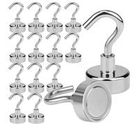 Orchideeknc 15 Pezzi Φ20mm Ganci Magnetici, Ganci Magnetici Extra Forti 14KG/30.9LBS, Gancio Magnetico Argento, Magnete con Gancio per Frigorifero