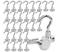 Orchideeknc 20 Pezzi Φ16mm Ganci Magnetici, Ganci Magnetici Extra Forti 8KG/17.6LBS, Gancio Magnetico Argento, Magnete con Gancio per Frigorifero