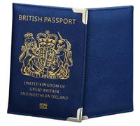 ORCHIDS Portafoglio passaporto britannico in pelle PU custodia per passaporto per uomini e donne, Blu, Taglia unica, Classico
