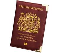 ORCHIDS Portafoglio passaporto britannico in pelle PU custodia per passaporto per uomini e donne, Bordeaux, Taglia unica, Classico