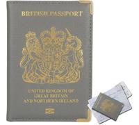 ORCHIDS Portafoglio passaporto britannico in pelle PU custodia per passaporto per uomini e donne, grigio, Taglia unica, Classico