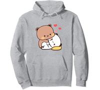 OrcoW Carino Orso Panda Bubu Dudu Adorabile Coppia Amore Bubu e Dudu Felpa con Cappuccio, Grigio, XL