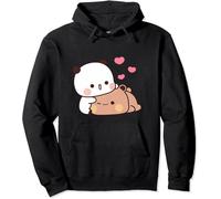 OrcoW Kawaii Panda Bear Hug Bubu Dudu Love Valentines Days Funny Unisex Pullover Felpa con Cappuccio, Nero , XL
