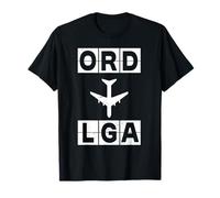 ORD a LGA Route Aeroporto Codice Aeroporto Chicago New York Maglietta