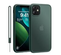 ORDA Custodia opaca per iPhone 12 / iPhone 12 Pro con cordino, antiurto protezione dalle cadute di grado militare, cover posteriore traslucida satinata per iPhone 12/12 Pro, verde