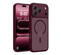 ORDA Custodia per 8 Pro Max, compatibile con Magsafe, rosso ciliegia, protezione completa della fotocamera, non ingiallisce, di grado militare, antiurto, sottile, traslucida opaca