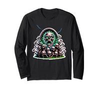 Orda di Teschio incandescente - Horror Scheletro Gotico Scuro Maglia a Manica