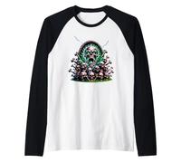 Orda di Teschio incandescente - Horror Scheletro Gotico Scuro Maglia con Maniche Raglan