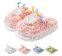 OrdaLi Graziose pantofole morbide e sfocate con piccoli mostri, pantofole antiscivolo con suola spessa per le donne, Rosa, 5.5-6.5 US