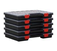 Ordellia 10 scatole assortite in polipropilene, 40 x 30 x 5 cm, con 21 scomparti, coperchio trasparente, maniglia, per riporre attrezzi, sistema di organizzazione in officina e garage