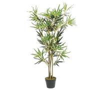 Ordellia Albero di bambù artificiale, 552 foglie, 120 cm, verde, pianta artificiale con bastoncini di bambù, foglie in fibra tessile, vaso rotondo in plastica, non richiede manutenzione, per soggiorno