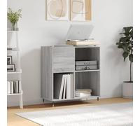 Ordellia Armadio per dischi grigio Sonoma in legno e ferro, 84,5 x 38 x 89 cm, con supporto da parete, spazio per dischi in vinile, giradischi, CD, DVD, TV Lowboard