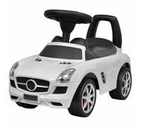 Ordellia Auto scorrevole bianca per bambini in plastica con volante e clacson, funzionamento a pedale, vano portaoggetti sotto il sedile, 6 funzioni sonore, portata 23 kg, a partire dai 2 anni, per