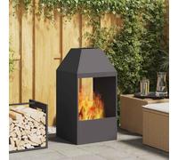Ordellia Braciere nero in acciaio, 50 x 50 x 100 cm, per terrazza e giardino, camino per riunioni all'aperto, supporto a legna con calore e decorazione per serate accoglienti