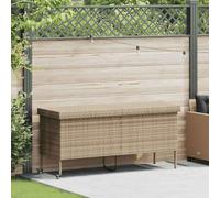 Ordellia Cassapanca da giardino con ruote, beige, 160 x 55 x 75 cm, in polyrattan, contenitore da giardino, per cuscini, terrazze, balconi, esterni, con maniglia e coperchio