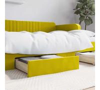 Ordellia Cassetti Letto 2 Pz Giallo in Legno e Velluto 67x50x16 cm con Ruote per Moquette e Pavimento in Legno Spazio per Camera da Letto Camera Ospite Cameretta Bambini