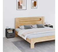 Ordellia Comodini grigi in legno massello di pino con 2 pz dimensioni 40x34x45 cm supporto camera letto soggiorno con cassetti e ripiani, ideale come mobiletto salvaspazio e contenitore per soggiorno