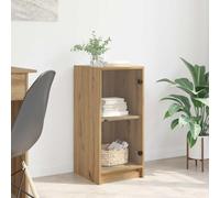 Ordellia Credenza artigianale in Rovere con vetro trasparente e ripiani in legno ingegnerizzato per soggiorno sala da pranzo ingresso ufficio moderna