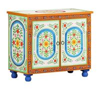 Ordellia Credenza dipinta a mano in legno massello di mango, 70 x 35 x 60 cm, multicolore