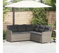 Ordellia Divano a forma di L in Polyrattan Grigio con Cuscini sfoderabili in Tessuto Poliesterico per Esterni, arredo patio giardino, struttura resistente in metallo, dimensioni 184x184x80 cm