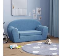 Ordellia Divano letto per bambini a 2 posti, blu, in morbido peluche e schiuma, sfoderabile, da 84 x 34 a 90 x 45 cm, per leggere, giocare e fare un pisolino nella cameretta dei bambini