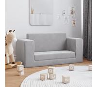 Ordellia Divano letto per bambini a 2 posti, grigio chiaro, in morbido peluche, 2 in 1, con rivestimento rimovibile, imbottitura in schiuma, per leggere, giocare e fare un pisolino nella cameretta dei