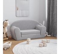 Ordellia Divano letto per bambini a 2 posti, grigio chiaro, morbido peluche, imbottitura in schiuma, rivestimento sfoderabile, da 84 x 34 a 90 x 45 cm, per leggere, giocare e fare un pisolino nella