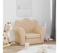 Ordellia Divano letto per bambini color crema, in morbido peluche e schiuma, poltrona per bambini 2 in 1 con rivestimento sfoderabile, da 54 x 34 a 90 x 45 cm, per leggere, giocare e fare un pisolino