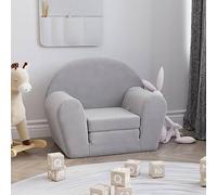 Ordellia Divano letto per bambini, grigio chiaro, morbido peluche, 2 in 1, divano per bambini come poltrona e mini divano letto, rivestimento rimovibile, imbottitura in schiuma, per leggere, giocare e