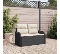 Ordellia Divano lounge da giardino in polyrattan con cuscini neri 121 x 62 x 69 cm per relax e arredamento esterno, resistente ai raggi UV e facile da montare