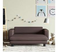 Ordellia Divano per bambini con sgabello marrone in ecopelle e schiuma, 100 x 50 x 30 cm, per bambini da 3 a 6 anni, con struttura in legno di pino e portata 50 kg