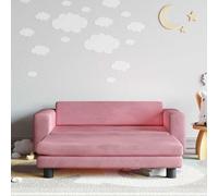 Ordellia Divano per bambini con sgabello rosa in velluto e legno massello, 100 x 50 x 30 cm, imbottito, per bambini dai 3 ai 6 anni nella cameretta dei bambini, panca con telaio robusto