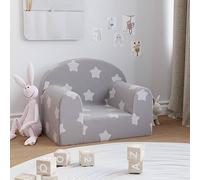 Ordellia Divano per bambini grigio chiaro con stelle in morbido peluche, imbottitura in schiuma, sfoderabile, 52 x 34 x 40 cm, per leggere, giocare e rilassarsi nella cameretta dei bambini
