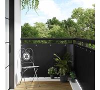 Ordellia Frangivista per balcone, con occhielli, nero, in polyrattan, 500 x 80 cm, per balcone, terrazza e giardino, resistente alle intemperie, resistente ai raggi UV, opaca, con 34 occhielli per un