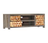 Ordellia Mobile Porta TV in Legno Massello di Mango con 1 Anta, 2 Cassetti e 2 Vani, Design Anni Cinquanta, Supporto per Soggiorno, Camera o Salotto, 120x30x40 cm, Finitura Lucidata e Laccata