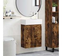 Ordellia Mobile sottolavabo da bagno con lavabo in ceramica bianca e miscelatore argento, spazioso armadietto da bagno in legno ingegnerizzato, montaggio a parete con vano portaoggetti, porta